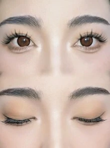 100 szt. Naturalne miękkie sztuczne rzęsy, bez kleju, łatwe w noszeniu, trzyczęściowe podzielone sztuczne rzęsy z uroczym wzorem kreskówkowym - C - Zobacz 2