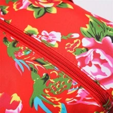 Large Capacity Expandable Floral Travel Bag With Flower Print Storage Bag For Short Trips - Red - View 8