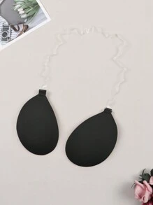 Women's Strapless Knit Push Up Adhesive Bra With Neckline Strap, Suitable For Backless Dresses - Black - View 2