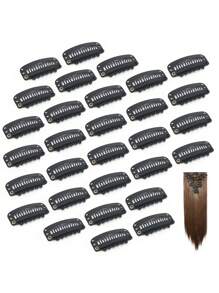 20入組U型金屬假髮夾，髮片固定夾，髮延伸夾，DIY髮飾，6牙3.2cm/1.25in - 黑色 - 查看 1