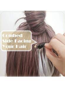 20入組U型金屬假髮夾，髮片固定夾，髮延伸夾，DIY髮飾，6牙3.2cm/1.25in - 黑色 - 查看 3