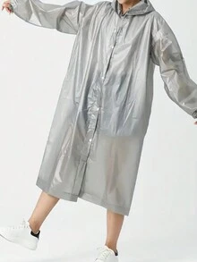 1 pieza De Campera Impermeable de EVA Blanco Grueso para Días Lluviosos, Campera Impermeable Reutilizable para Adultos, Muy Liviana y Elegante - Blanco - Ver 3