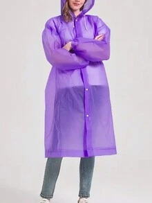 1 pieza De Campera Impermeable de EVA Blanco Grueso para Días Lluviosos, Campera Impermeable Reutilizable para Adultos, Muy Liviana y Elegante - Blanco - Ver 4