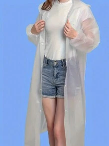 1 pieza De Campera Impermeable de EVA Blanco Grueso para Días Lluviosos, Campera Impermeable Reutilizable para Adultos, Muy Liviana y Elegante - Blanco - Ver 9