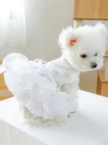 1 件宠物服装，公主芭蕾短裙，适合小型犬和猫，珍妮婚纱 - 白色 - 查看 7