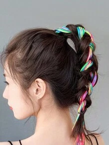18条装女孩编发彩色发绳，凌乱辫子发圈，时尚发饰，适合舞蹈或日常发型。 - 彩色 - 查看 7