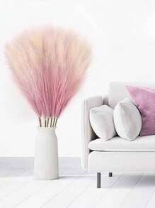 5Pcs 19" Artificial Pampas Grass Faux Reed Grass, Beautiful Reed Flower With Fluffy Stems Reed For Wedding, Bouquet Arrangements Home Decor Artificial Fluffy Pompas Grass Fake Pampas Grass  Branches For Wedding Party Bedroom Boho Home Decor For Wedding Decoration, Valentine's Day Decor, Birthday Decor, Anniversary Decor, Holiday Decor, Graduation Decoration, Party Decor Spring Decoration - 紅色 - 查看 4