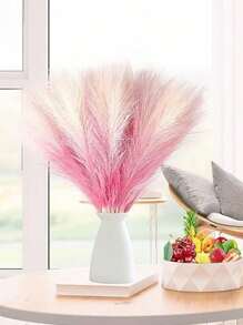 5Pcs 19" Artificial Pampas Grass Faux Reed Grass, Beautiful Reed Flower With Fluffy Stems Reed For Wedding, Bouquet Arrangements Home Decor Artificial Fluffy Pompas Grass Fake Pampas Grass  Branches For Wedding Party Bedroom Boho Home Decor For Wedding Decoration, Valentine's Day Decor, Birthday Decor, Anniversary Decor, Holiday Decor, Graduation Decoration, Party Decor Spring Decoration - 紅色 - 查看 5
