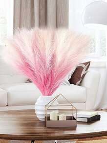 5Pcs 19" Artificial Pampas Grass Faux Reed Grass, Beautiful Reed Flower With Fluffy Stems Reed For Wedding, Bouquet Arrangements Home Decor Artificial Fluffy Pompas Grass Fake Pampas Grass  Branches For Wedding Party Bedroom Boho Home Decor For Wedding Decoration, Valentine's Day Decor, Birthday Decor, Anniversary Decor, Holiday Decor, Graduation Decoration, Party Decor Spring Decoration - 紅色 - 查看 6