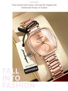 POEDAGAR 1pc Business Women's Stainless Steel Quartz Watch, Unique Fashion Oval Rose Gold Dial, 30M Waterproof, Christmas/New Year's Gift For Women - 玫瑰金 - 查看 9