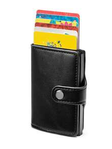 HOVI'S RFID復古經典時尚卡片套可攜式多功能錢包現金持有人多卡位卡盒自動化 - 黑色 - 查看 9