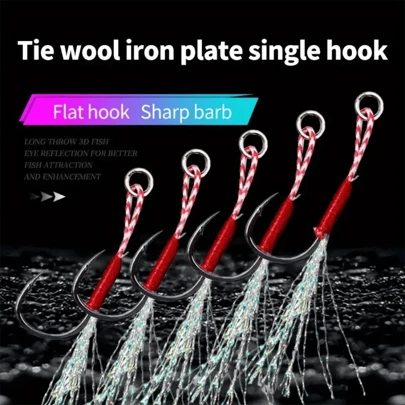 20pcs Ishini Feathered Lure With Black Carbon Steel, Anti-Corrosion Sea Fishing Hook And Plated Hook