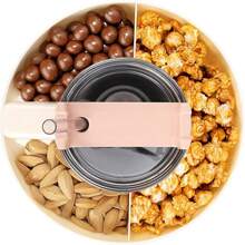 1個40盎司袖珍零食碗，帶4個仓位翻轉蓋零食托盤，便攜式矽膠杯，零食盒，可重複使用，分裝杯，家庭、辦公室、旅行、露營零食托盤附手柄、傾倒杯 - 水杯零食盤 - 查看 7