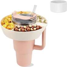 1個40盎司袖珍零食碗，帶4個仓位翻轉蓋零食托盤，便攜式矽膠杯，零食盒，可重複使用，分裝杯，家庭、辦公室、旅行、露營零食托盤附手柄、傾倒杯 - 水杯零食盤 - 查看 5