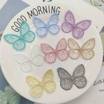 10pcs Butterfly Lace Trim, Lace Butterfly Assorted Styles Applique Embroidery, Butterfly Patch Applique For Wedding Bridal Dress Sewing Craft Clothes, Dress, Hat, Jeans Clothes Or Gift Birthday