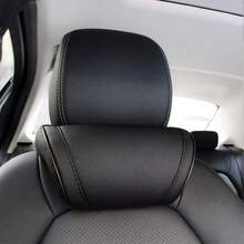 1pc Black Minimalist Adjustable Elastic Band Synthetic Leather Tesla Memory Foam Headrest, Fits All Tesla Models - Black - View 5