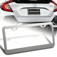 1-Pair Stainless Steel Car License Plate Frame Cover Front + Rear US Size - Silver - View 2