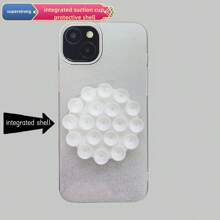 1pc Colorful & Shiny Phone Case With Strong Suction Cup, Compatible With Samsung, Compatible With Huawei, Compatible With Apple, Compatible With Xiaomi, And Compatible With Redmi,International Version, Not The Domestic Version - White Mobile Phone Case With Integrated Suction Cup - View 1