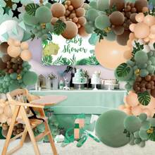Set de 108 piezas, kit de guirnalda de globos en verde salvia y marrón, arco de globos de estilo selva y bosque, globos en verde oliva, dorado, café y cacao para decoración de cumpleaños, boda, baby shower, fiestas, suministros para fiestas - Verde - Ver 4