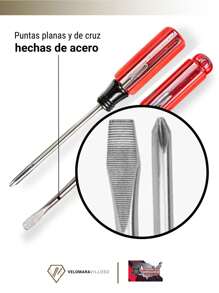 Juego Desarmadores 12 Piezas Destornillador Herramientas Manuales - Rojo - Ver 4