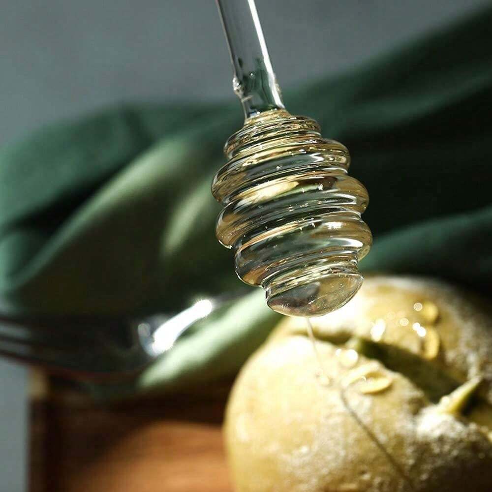 Honey Dispenser Glass Honey Jar With Dipper And Lid, For Storing Honey And Syrup In Household