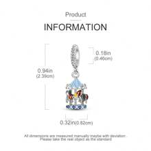 Blue Carousel Charm Pendant For Women's Bracelet Necklace Fine DIY 925 Sterling Silver Charms Jewelry Gifts