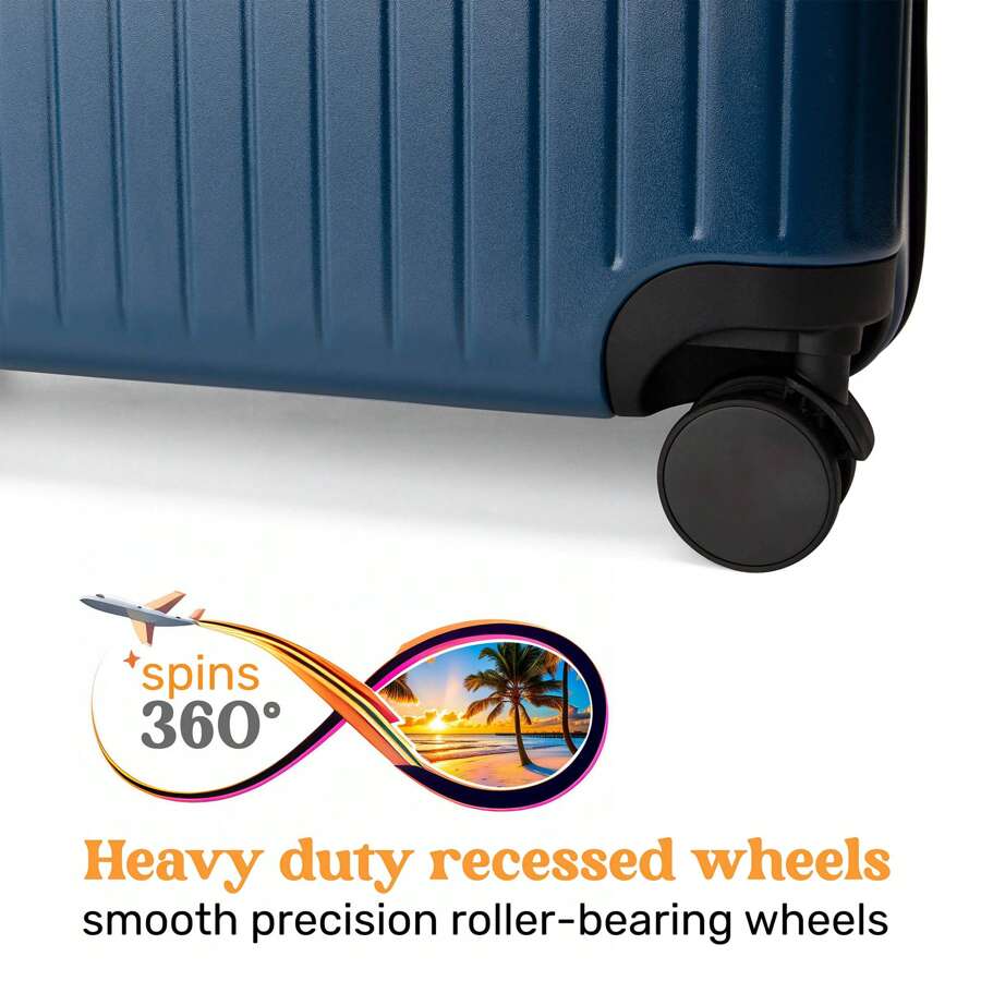 MIAMI CARRYON 2 Piece Miami CarryOn Ocean Polycarbonate Spinner Luggage Set, Lightweight, Water