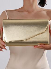 Sac embrayage de dîner simple et élégant de style européen et américain, fabriqué en PU de haute qualité, conçu avec élégance pour les femmes nobles. Sac à bandoulière à simple chaîne et sac bandoulière. Élément essentiel pour le mariage, s'assortit parfaitement avec la robe de graduation et de bal