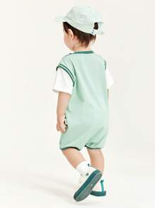 mini bala 男童女童宝宝连体衣夏季吸湿抗菌爬行服 - 綠色 - 查看 2