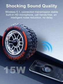 Wireless Tire Speaker Battle Wheel Portable Outdoor Subwoofer Stereo Surround Music Gaming Speakers For Computer Desktop Computer Speakers - Black - View 6