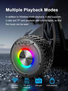 Wireless Tire Speaker Battle Wheel Portable Outdoor Subwoofer Stereo Surround Music Gaming Speakers For Computer Desktop Computer Speakers - Black - View 2