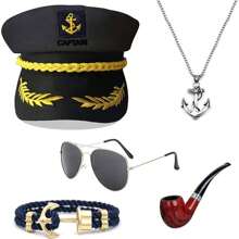 Conjunto de accesorios de disfraz de capitán marinero - Traje capitán marinero 5 piezas - Ver 8