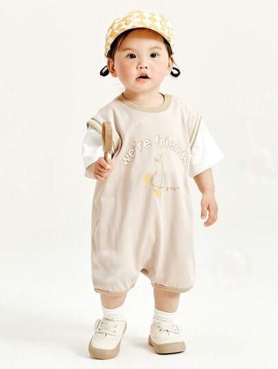 mini bala 男童女童宝宝连体衣夏季吸湿抗菌爬行服