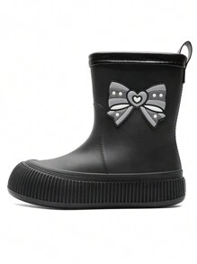 Japanese-Style Women's Fashionable Outdoor Rain Boots, New Summer Bowknot Waterproof Shoes For Kitchen Work, Slip-Resistant Rubber Shoes For Car Washing, Rainy Days, And Vegetable Shopping, Short Barrel Design
