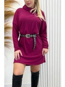 VESTIDO FEMININO DE INVERNO poncho LANZINHA GOLA ALTA
