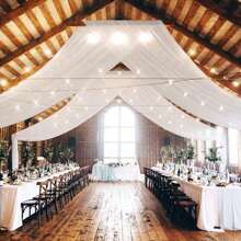 1pc Semi-Transparent White Gauze, Wedding Backdrop Decoration, Wedding Arch Decoration Drape, Wedding Arch Window Decoration Transparent Wedding Backdrop, Ceiling Hanging Decoration, Suitable For Birthday Parties, Weddings, Home Decoration, Suitable For Ceremony Reception Ceiling Decoration