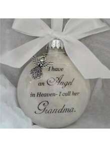 Angel In Heaven Memorial Decoration With Feathered Plastic Ball For Name Remembrance - Black and White - View 1