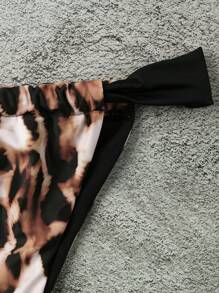 1set Women's Fashionable Printed Ruffle Bikini Swimwear Summer - Brown - View 5