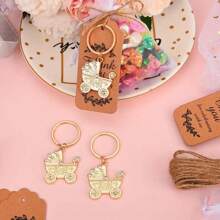 10pcs Glittering Golden Stroller Keychains Set Perfect Souvenirs For Weddings, Baby Showers, Bridal Showers, Birthday Parties Baby Shower Family Decorations Gifts