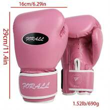 1 Pair 2pcs Professional Weight Pink Women Adult Boxing Gloves, Training & Competition Boxing Gloves, Custom PU Professional Padding - Pink - View 5