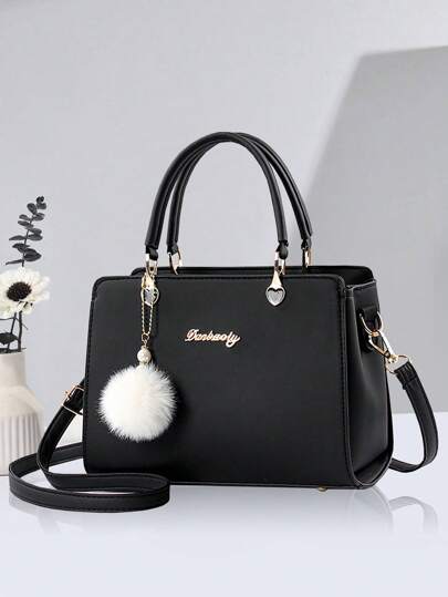 Sac à main d'épaule grande capacité pour femme PLANEE 2024 avec pendentif boule de fourrure, style casual parfait, cadeau fête des mères, essentiel de maman, sac de sortie de maman, sac décontracté chic pour femme, convient aux étudiantes et aux cadres féminins, parfait pour le bureau, l'université, le travail, les déplacements, l'extérieur, le meilleur cadeau de fête des mères, sac décontracté chic pour femme, parfait pour le bureau, les affaires et le travail