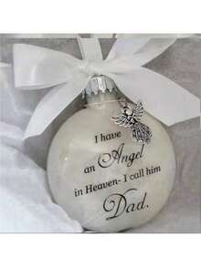 Angel In Heaven Memorial Decoration With Feathered Plastic Ball For Name Remembrance - Black and White - View 2