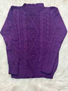 Plus Size Knit Tops - Purple - View 2