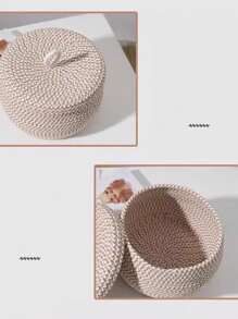 1PC Opvouwbare Opbergmand, Afstandsbediening, Cosmetica, Sleutels, Diverse Artikelen, Overdekte Opbergmand Met Deksel, Moderne Rotan Plantenpotten, CoastalVibes Zeegras Bohobaskets, NaturalMix Metalen Frame Opbergruimte Voor Strandachtige Huis- & Tuindecoratie