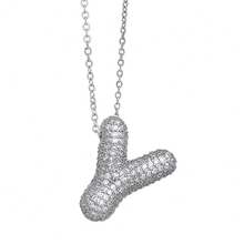 1入全新豪華微鋪鑽A-Z 26個英文字母吊墜項鍊，14K鍍金中性起名字母吊墜項鍊