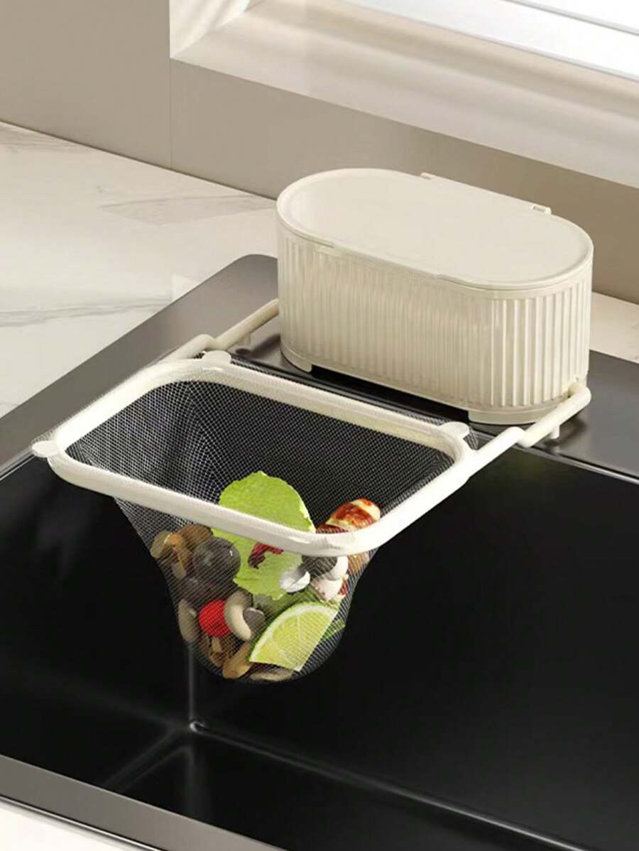 1 Giá Treo Ống Hút Nhà Bếp Bằng Nhựa Với 50 Lưới Lọc, Phong Cách Tối Giản Hiện Đại, Có Thể Gập Lại, Thích Hợp Để Lọc Chất Thải Nhà Bếp, Thức Ăn Thừa, Rác