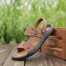 Męskie, duże, oddychające sandały w jednolitym kolorze, wygodne, antypoślizgowe, trwałe buty do wody na plaży do aktywności na świeżym powietrzu