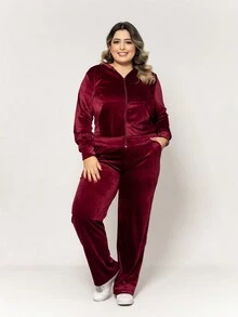 Plus Size Co-Ords - 酒紅色 - 查看 4