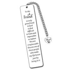 1入銀色不鏽鋼書籤，粉色蝴蝶款式，激勵名言激光雕刻，適用於老師、畢業、讀者、學生、朋友、母親等送禮之用 - 銀色 - 查看 6