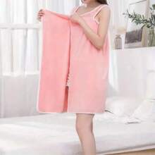 1pc Wearable Bath Towel, Bowknot Coral Velvet Bath Skirt For Adults, Water Absorption, Quick Drying, Bath Towel, No Hair Loss, Bath Supplies
